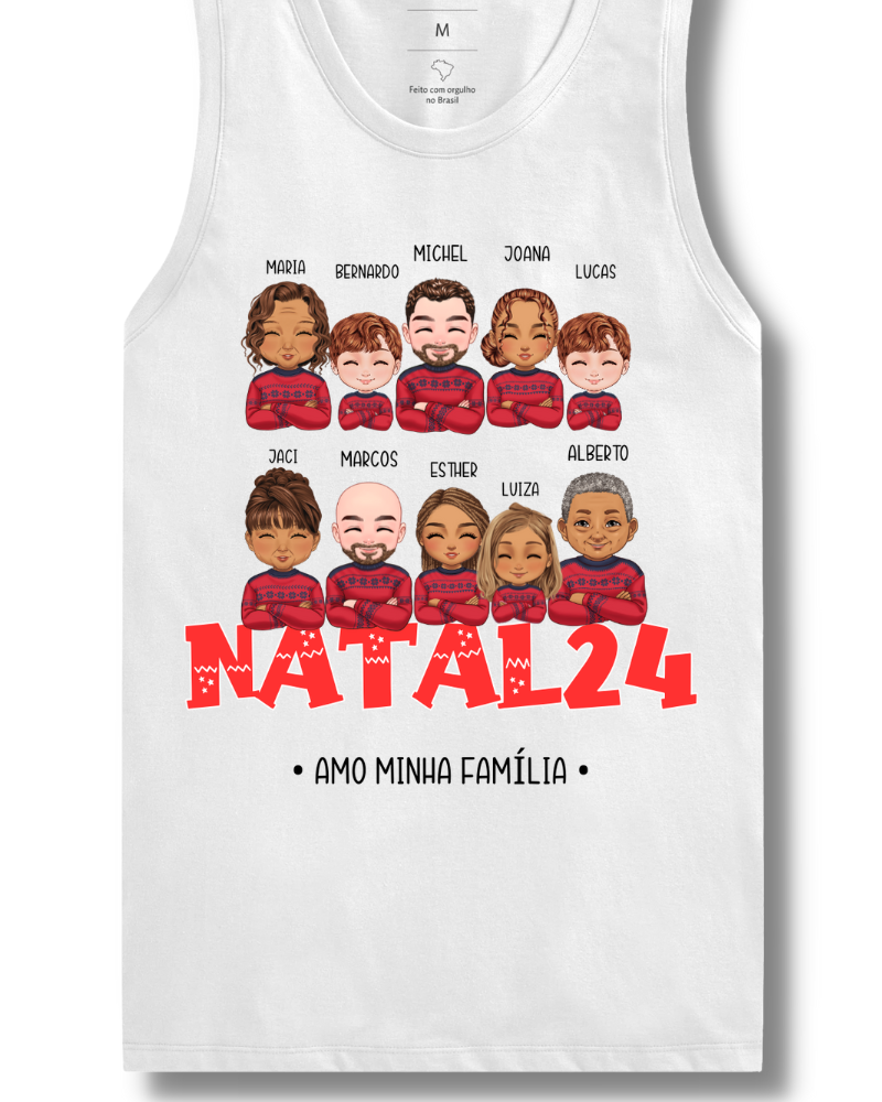 Família Natalina Até 10 Pessoas - Cropped e Regata (Cores Claras)