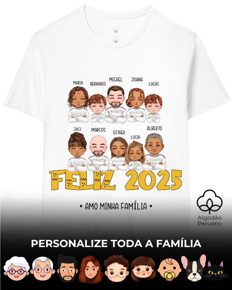 Minha Família no Ano Novo (7-10 Pessoas) - Algodão Peruano