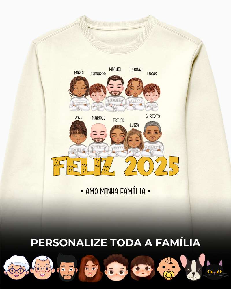 Minha Família no Ano Novo (7-10 Pessoas) - Moletom