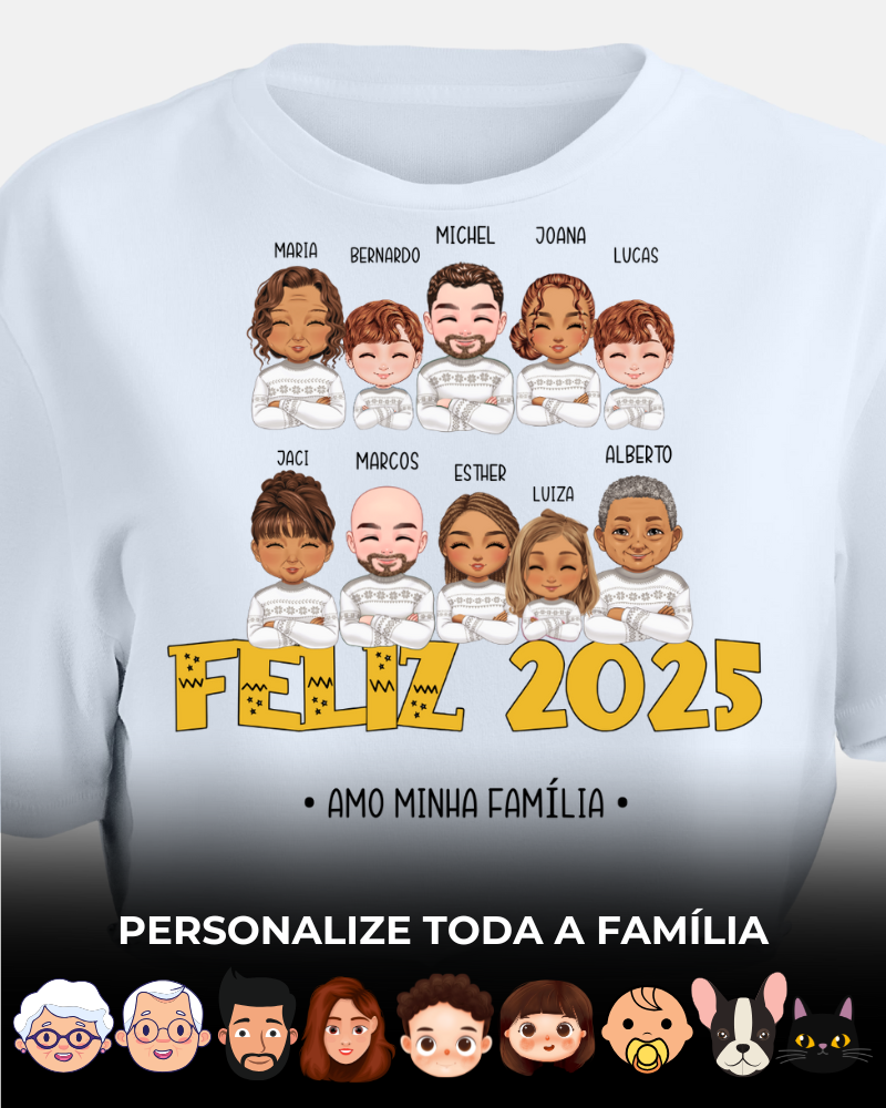 Minha Família no Ano Novo (7-10 Pessoas) - Cropped e Regata