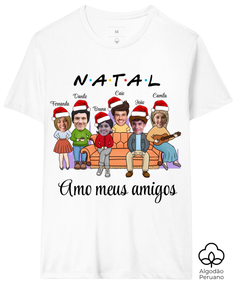 Natal com Friends - Algodão Peruano (Cores Claras)