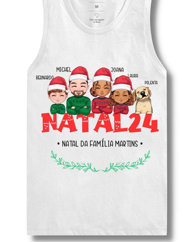 Família Natalina - Cropped e Regata (Branco)