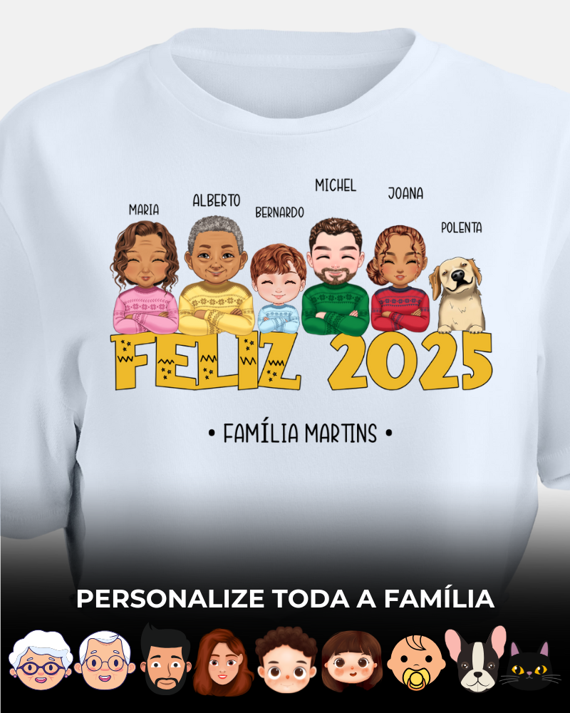 Minha Família no Ano Novo (3-6 Pessoas) - Cropped e Regata