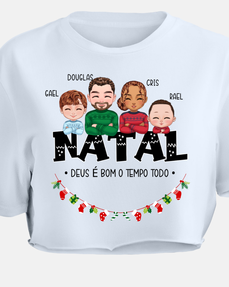 Família Natalina - Cropped e Regata (Branco)